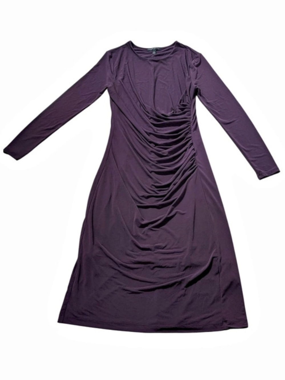 Banana Republic Ruched Long Sleeve Maxi Dress in Purple Size Small